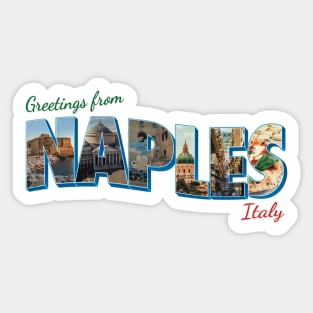 Greetings from Naples in Italy Vintage style retro souvenir Sticker